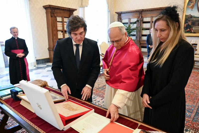 Milei visitó al papa León - AFP