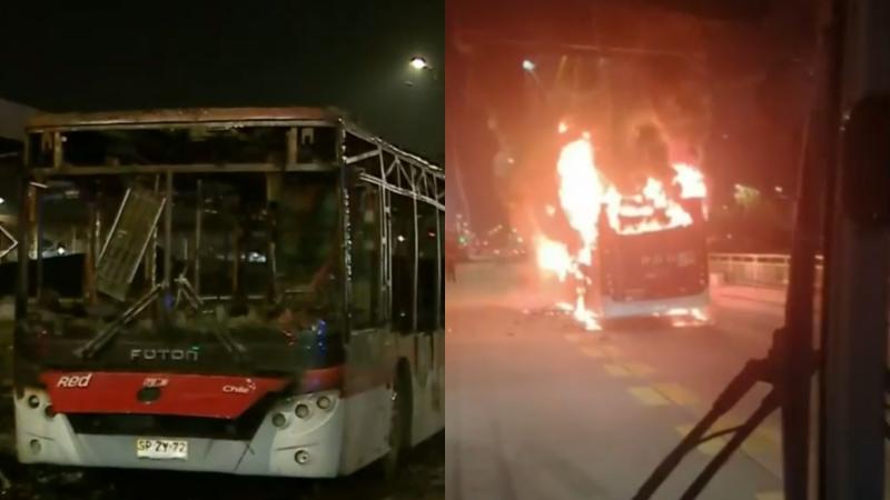 T13 - Queman bus RED en Pedro Aguirre Cerda: encontraron panfletos con mensajes anarquistas en el lugar