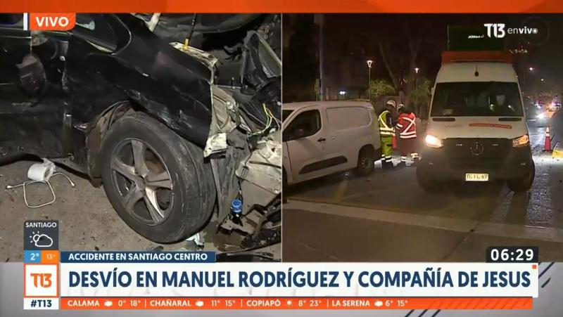 T13 - Accidente de tránsito en Santiago Centro