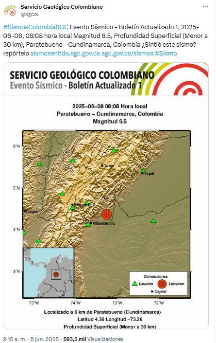 Temblor en Bogotá - SGC