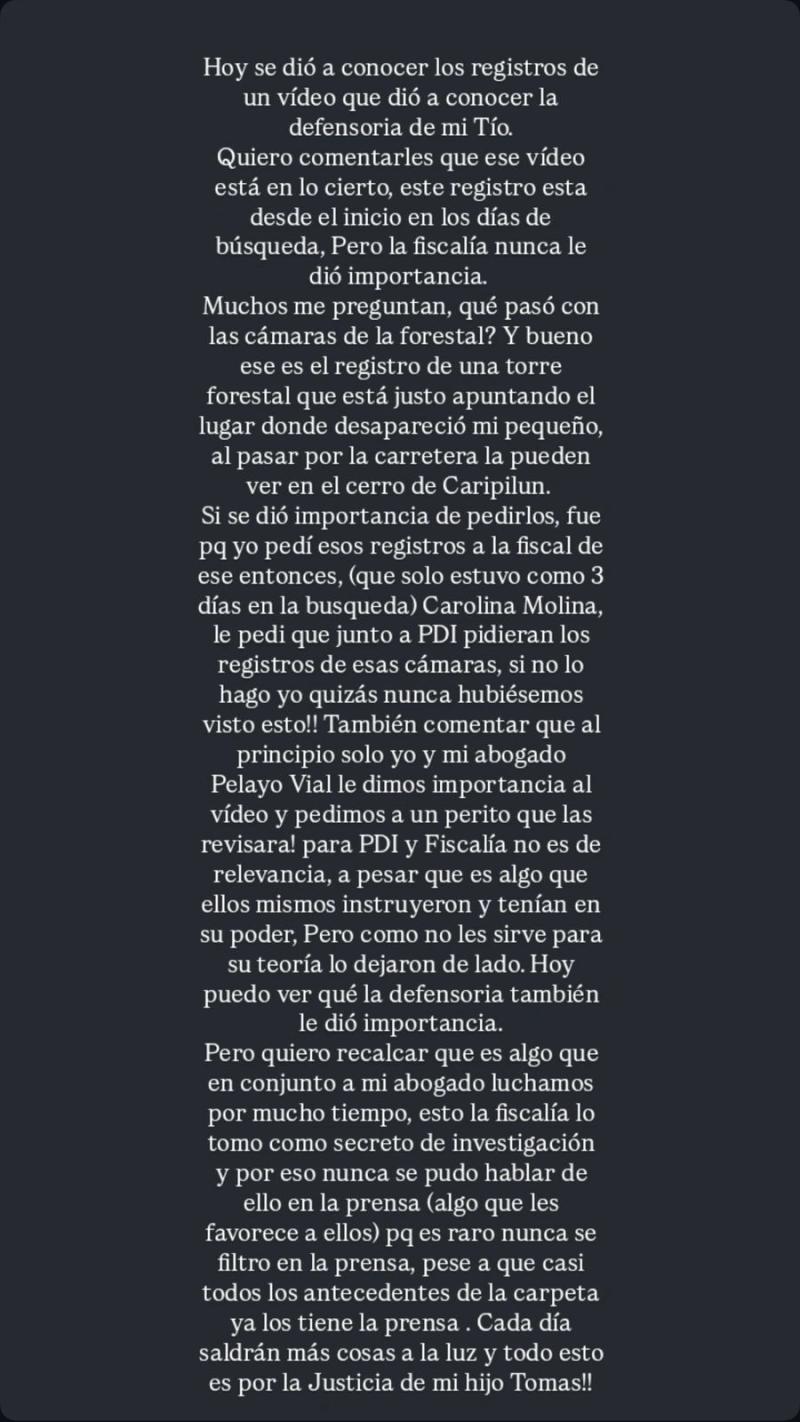 Instagram - Estefanía Gutiérrez, madre de Tomás Bravo