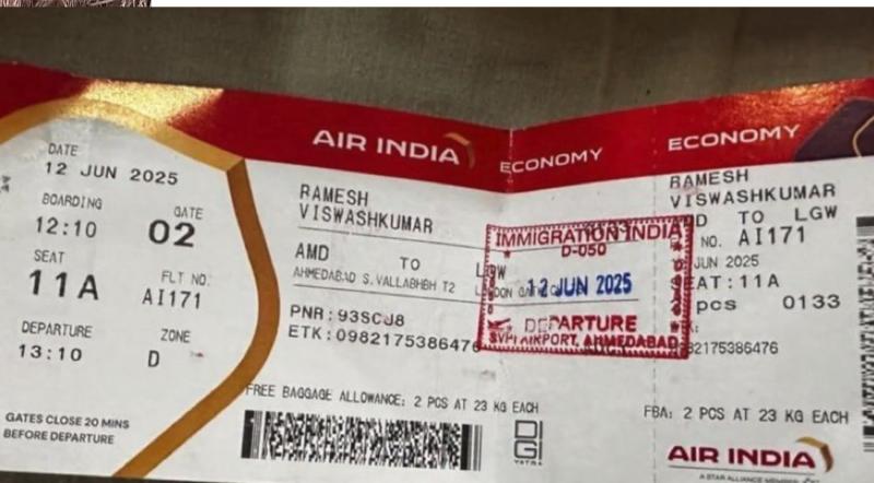 Eyepress vía Reuters - Pasaje del único superviviente de la tragedia del Air India