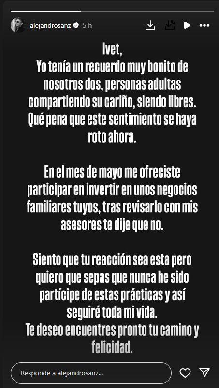 Captura - La respuesta de Alejandro Sanz