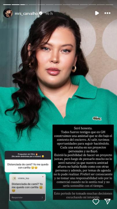 Michelle Carvalho confiesa por qué terminó su amistad con Camila Andrade - Instagram