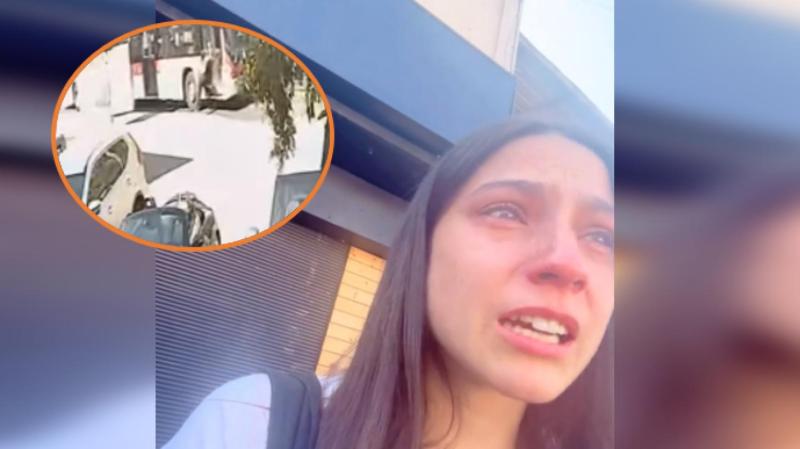 TikTok @vale.audicio - Joven es arrastrada por una micro