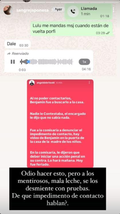 Instagram - China Suárez filtra audios de Benjamín Vicuña para desmentir a periodista y este le contesta