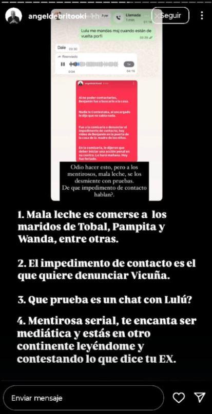 Instagram - China Suárez filtra audios de Benjamín Vicuña para desmentir a periodista y este le contesta