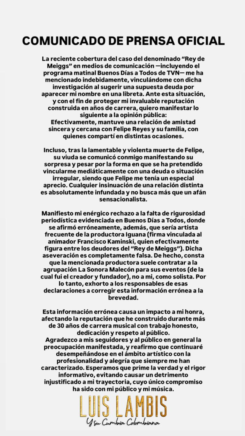 Luis Lambis se refiere a su relación con el Rey de Meiggs y niega ser parte de su agenda de deudores - RRSS