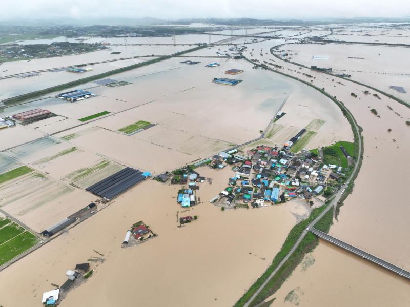Vista aérea de zona afectada por lluvias en Corea del Sur - AFP
