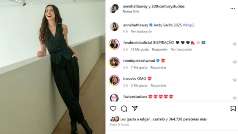Instagram - Anne Hathaway y su outfit para las grabaciones de "El diablo viste a la moda 2"