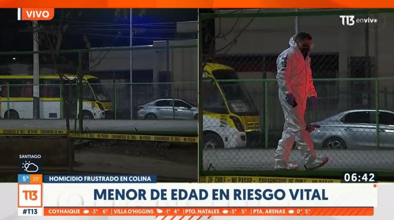T13 - Menor de edad es baleado en Colina