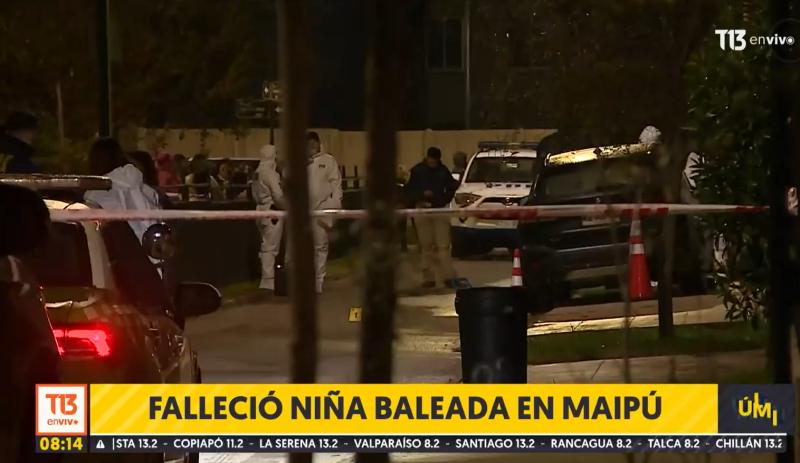T13 - Muere niña de 13 años que fue baleada en Maipú
