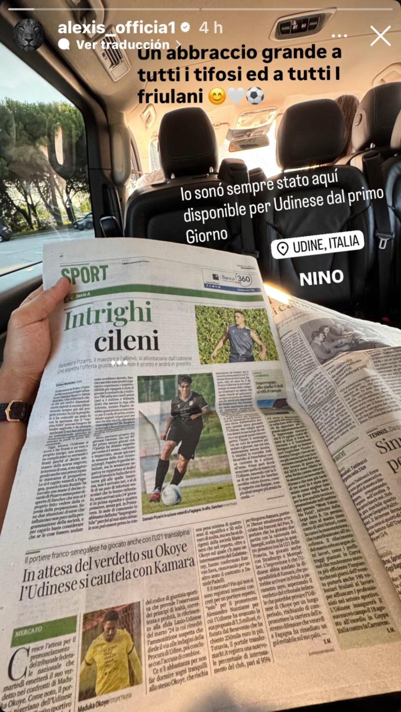 Futuro de Alexis Sánchez en Udinese | Instagram