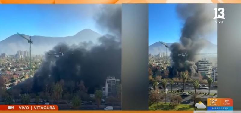 Tu Día - Impresionante incendio en Vitacura mantiene atrapado a trabajador