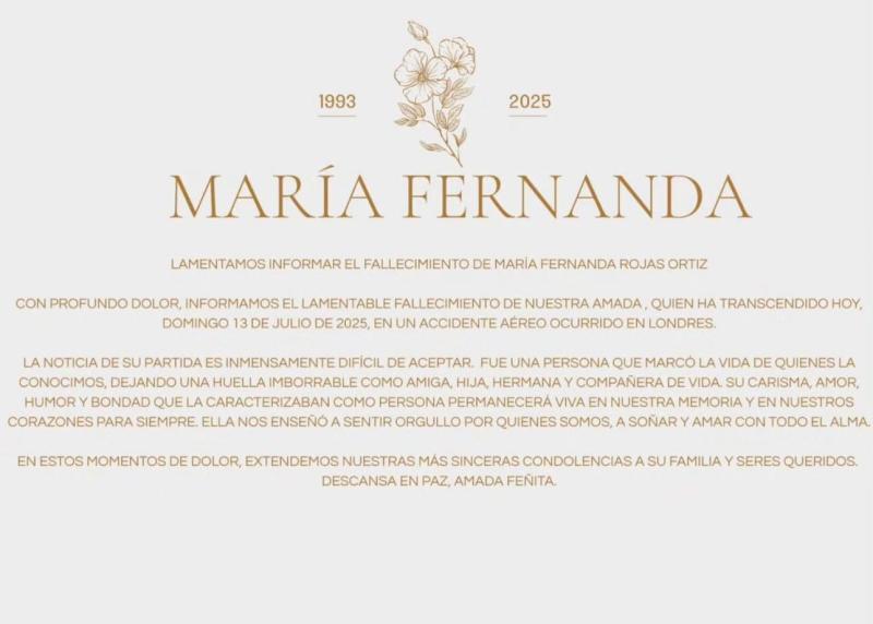 Quién era María Fernanda Rojas, la chilena fallecida en accidente aéreo en Londres