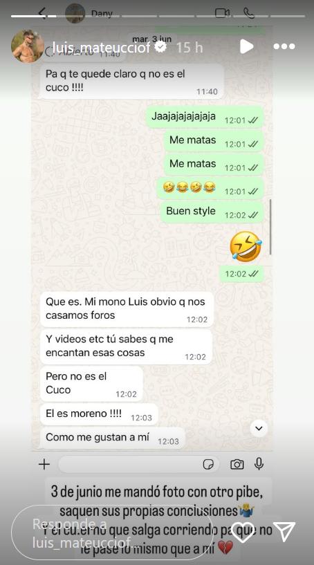 Mateucci expone revelador chat con Daniela Aránguiz - Redes sociales