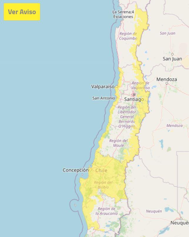 Zonas con aviso por viento normal a moderado - DMC