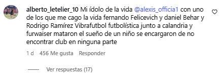 Instagram - El fuerte descargado de exseleccionado juvenil en foto de Alexis con Felicevich