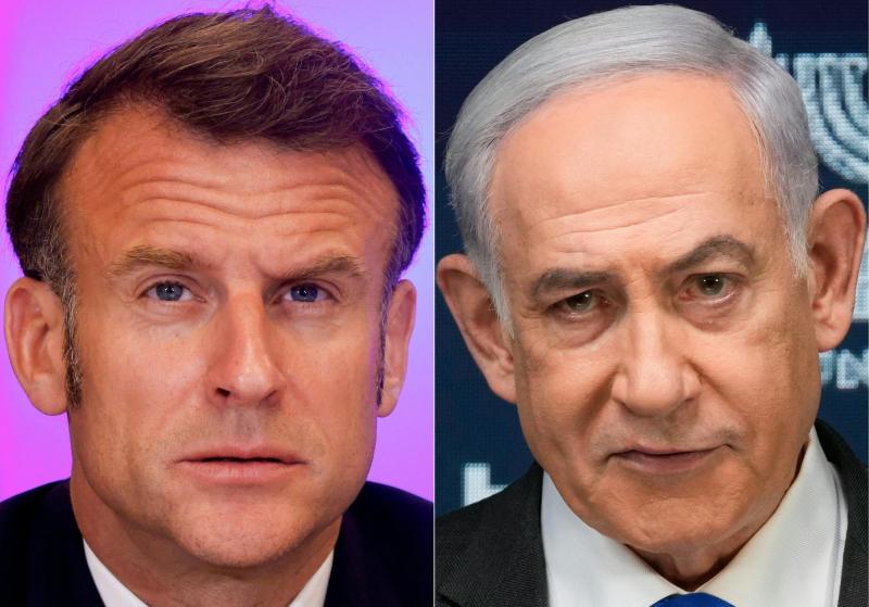 AFP - Benjamin Netanyahu y Emmanuel Macron