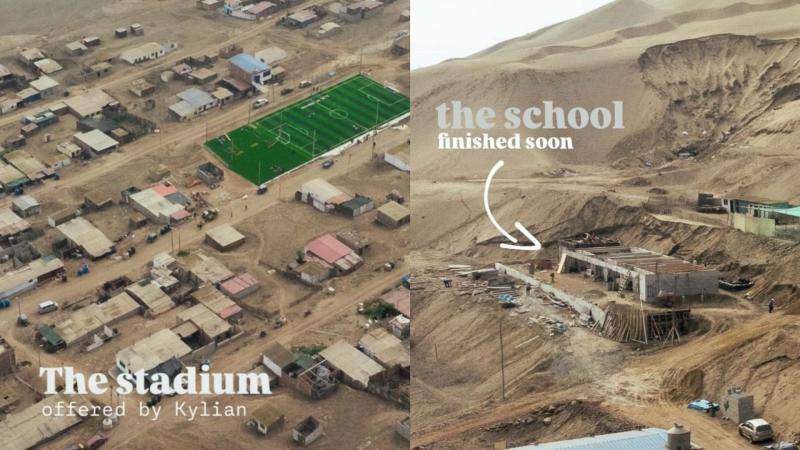 Fundación de Kylian Mbappé donó cancha de fútbol y un colegio en Perú | RRSS