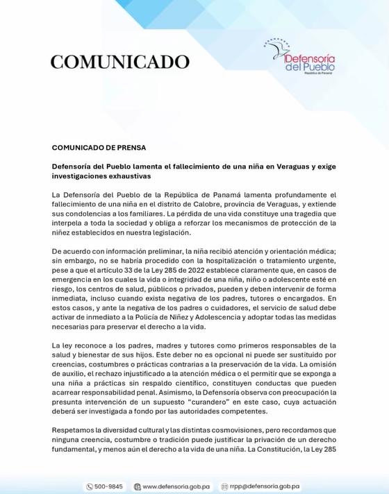 Optaron por llevar a su hija a un curandero en lugar de hospitalizarla y falleció: Su padre asegura que estaba "ojeada" - RRSS defensoriapan