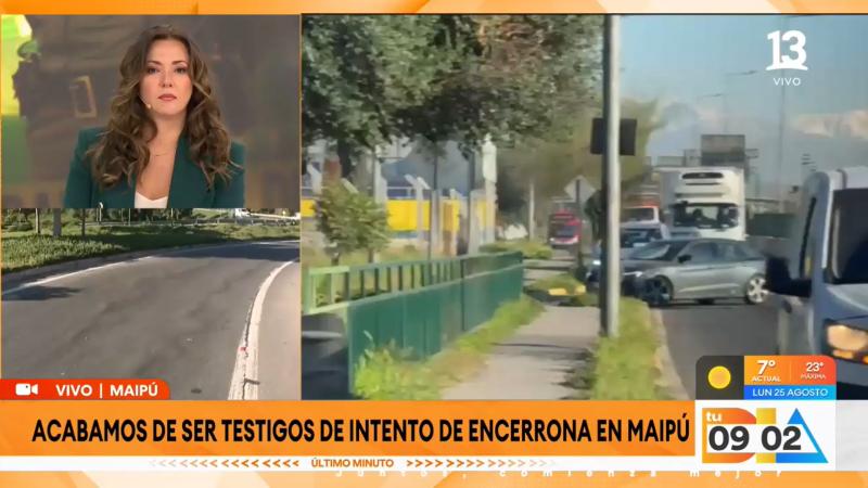 Canal 13 - Tu Día capta en vivo encerrona en Maipú: se registraron disparos
