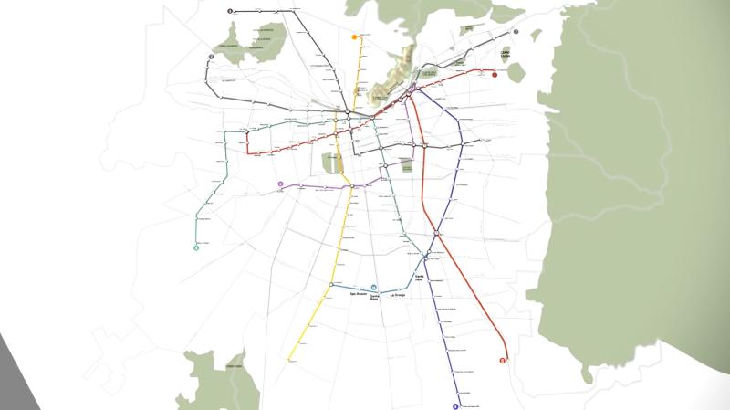 Metro de Santiago - Plano de red incorporando la futura Línea 8