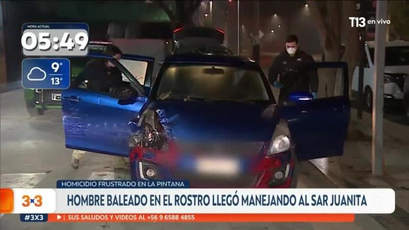 Hombre baleado en el rostro llega manejando a urgencias en La Pintana