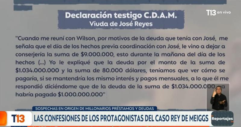 Reportajes T13 - Declaración de viuda del 'Rey de Meiggs' por Wilson Verdugo