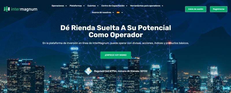 Captura de pantalla de página web de Intermagnum