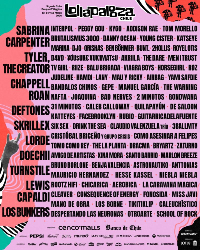 Line up Lollapalooza Chile 2026