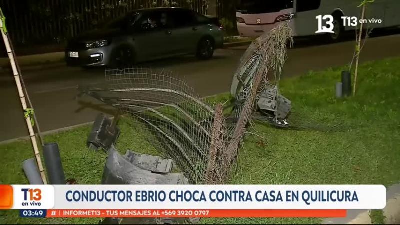 T13 - Conductor ebrio choca contra casa en Quilicura