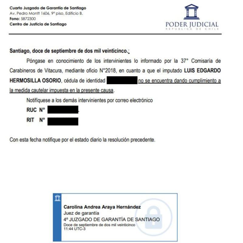 Incumplimiento de arresto domiciliario total - PJUD