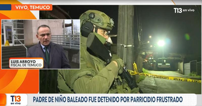 Captura T13 En Vivo - Fiscal de Temuco habla de papá que disparó a hijo de 2 años