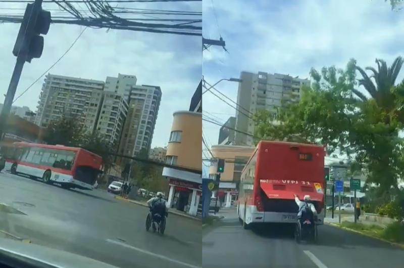VIDEO | Persona en silla de ruedas se cuelga de la parte trasera de una micro - RRSS