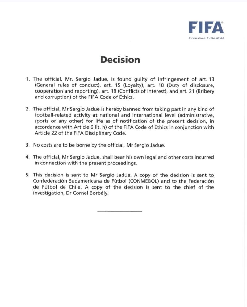 Sergio Jadue no podrá volver a postular a la presidencia de la ANFP tras sanción de la FIFA