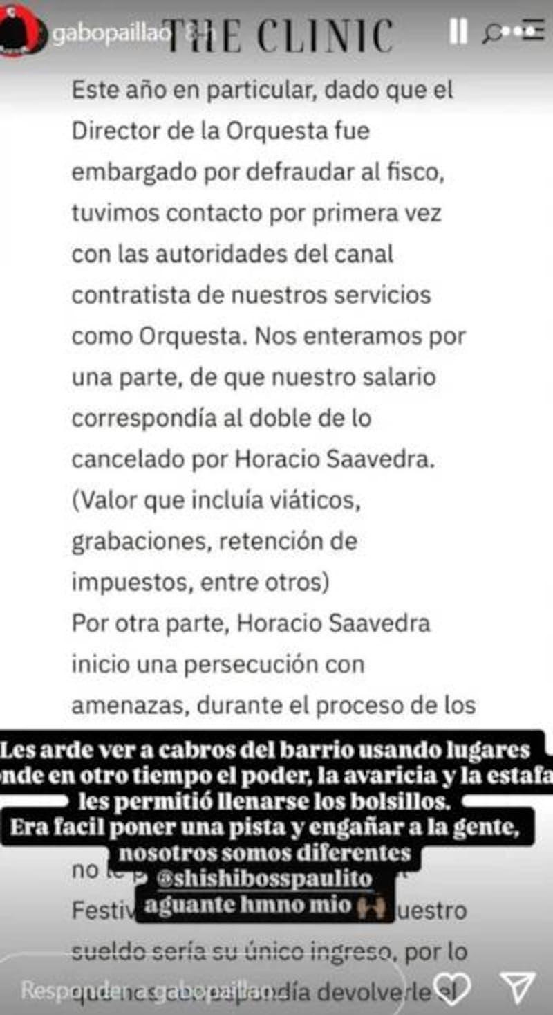 Instagram - Gabo Paillao lapida a Horacio Saavedra