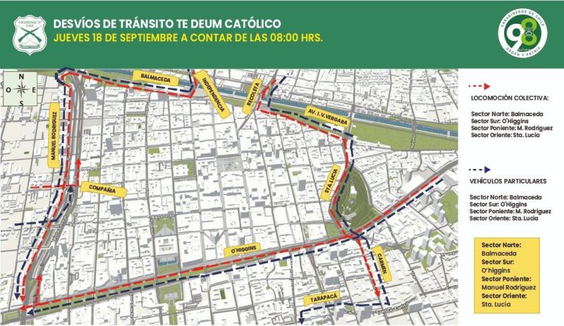 Conoce los desvíos de tránsito por Te Deum Ecuménico este 18 de septiembre - Carabineros