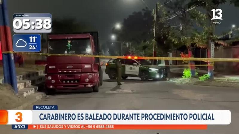 Carabinero resulta baleado tras forcejeo con antisocial en Recoleta