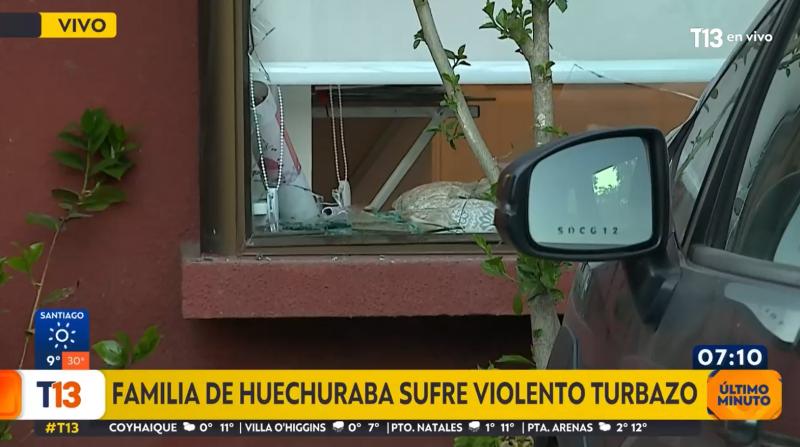 T13 - Familia sufre violento turbazo en Huechuraba