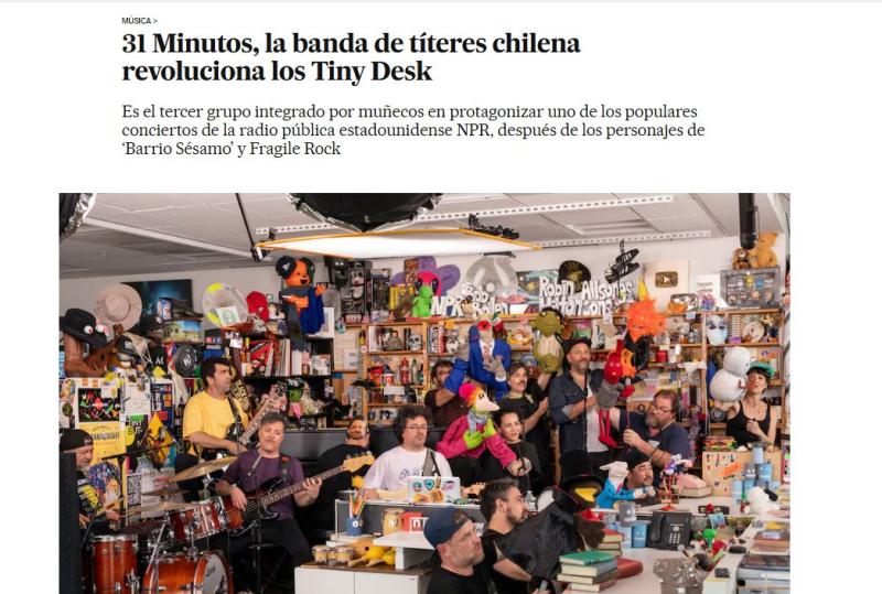 Captura - El País destacó el show de 31 Minutos