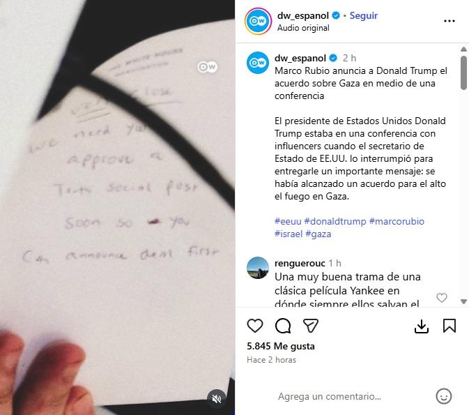 DW - El mensaje en la nota que recibió Trump