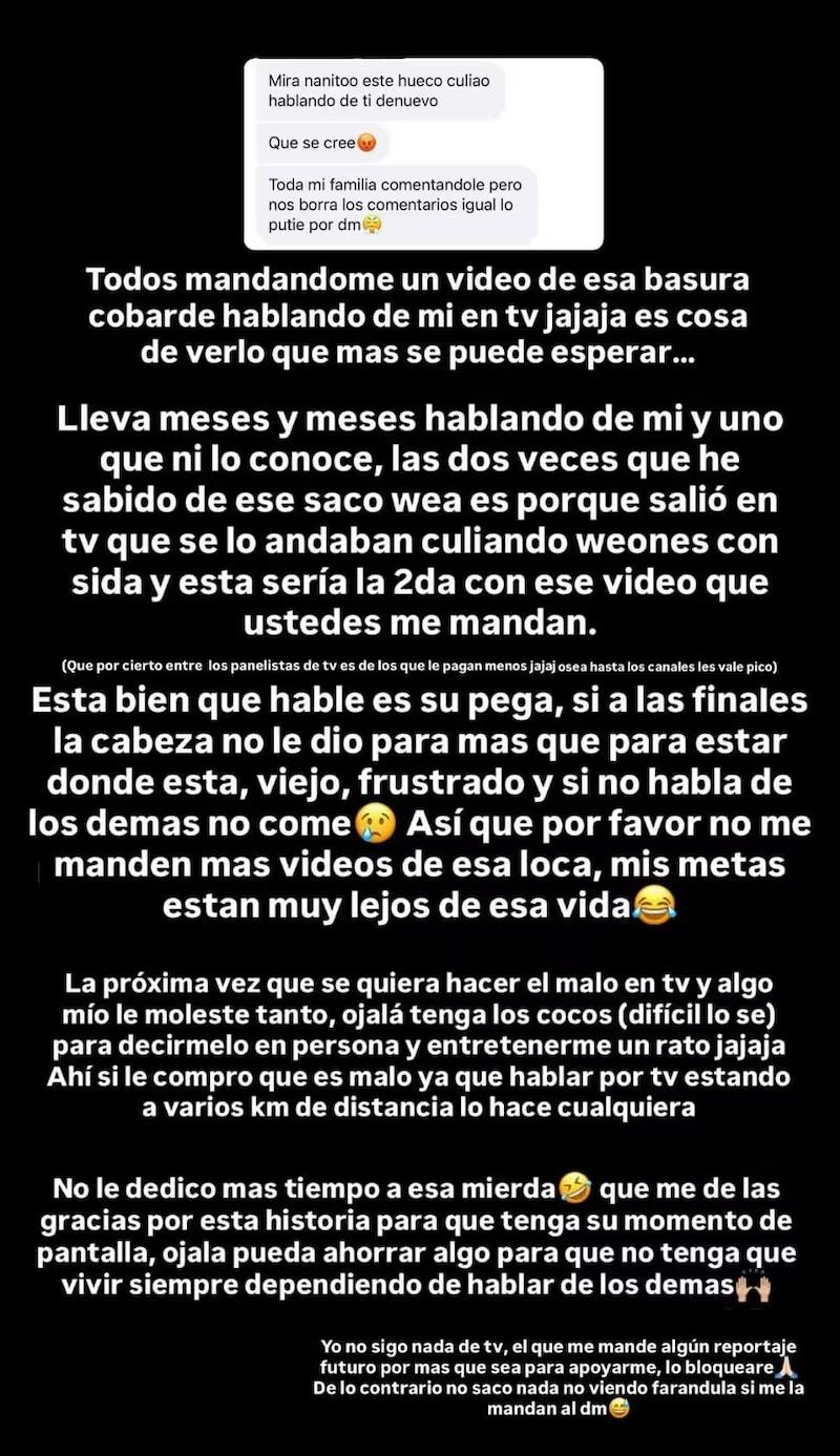 Nano Calderón se lanza contra Sergio Rojas por polémica con Raquel Calderón: "La cabeza no le dio para más" - RRSS
