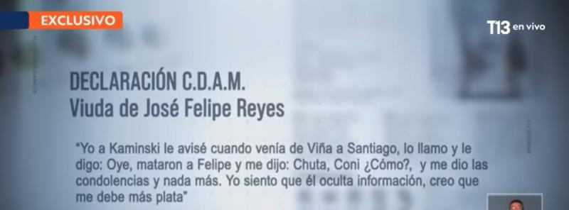 T13 - Declaración de la viuda del Rey de Meiggs sobre Kaminski