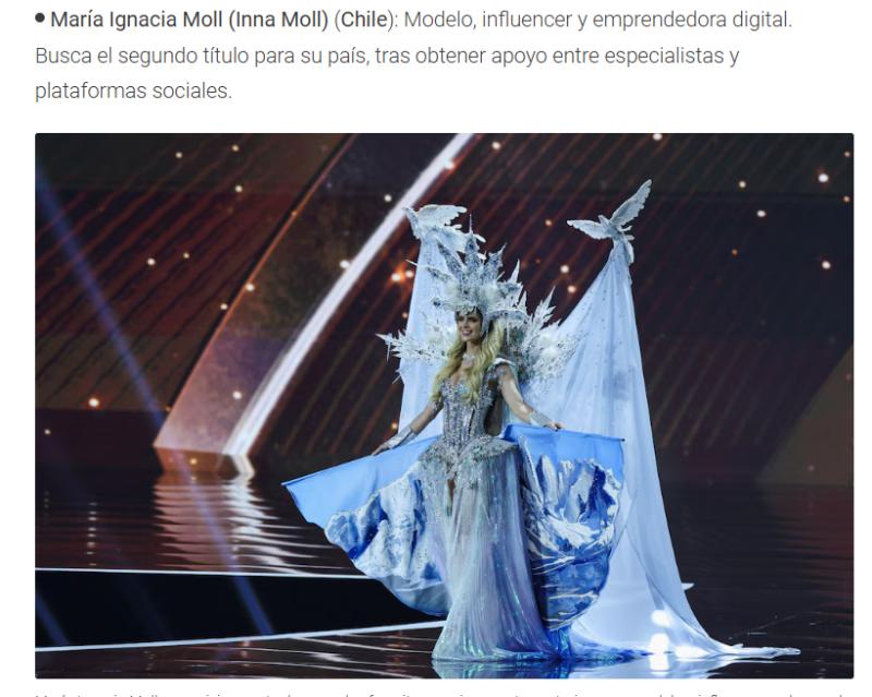 Infobae (captura) - Inna Moll, Miss Universo Chile