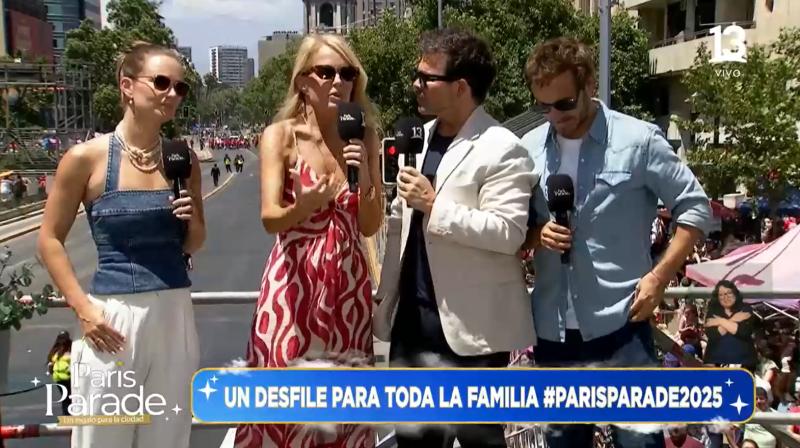 Canal 13 - Cecilia Bolocco junto a Nacho Gutiérrez, Kika Silva y Benjamín Vicuña en el Paris Parade