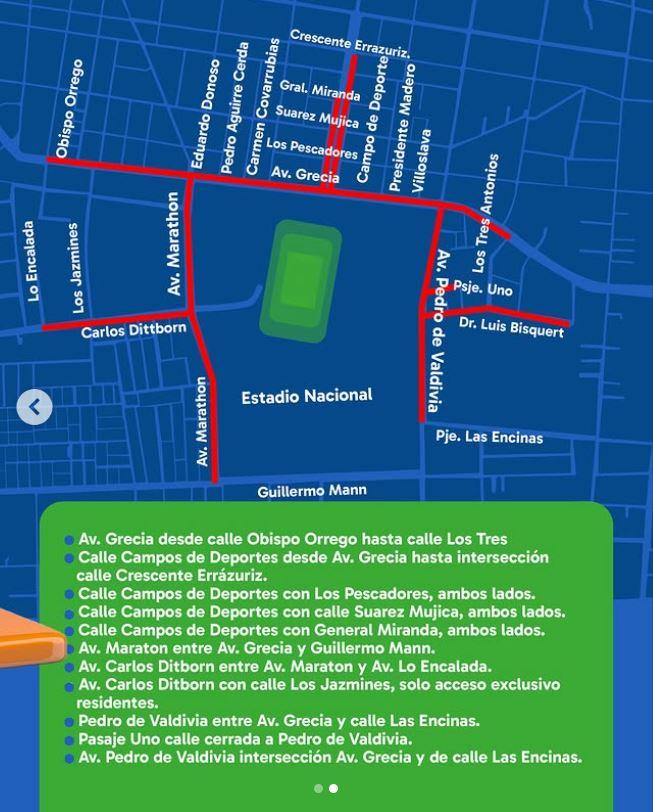 Cortes alrededor del Estadio Nacional por el cierre de la Teletón - Municipalidad de Ñuñoa