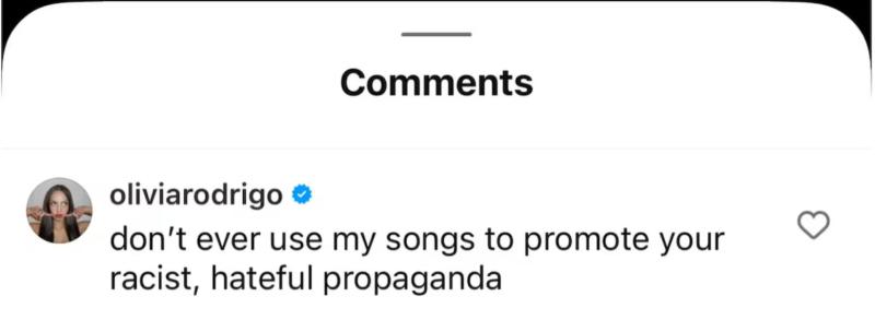 Olivia Rodrigo rechaza duramente video de la DHS - Instagram