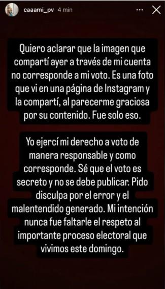 La aclaración de su fotografía en redes sociales por parte de Camila Pavez