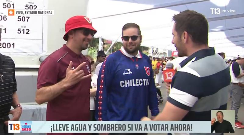 Elecciones 2025: Hinchas de Colo-Colo y la U votaron juntos - Captura T13